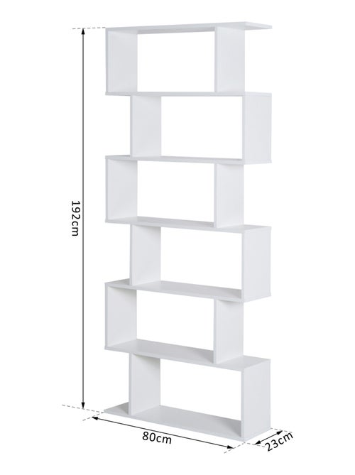 Bibliothèque étagère zig zag design contemporain 80L x 23l x 192H cm 6 niveaux blanc - Kiabi Bibliothèque étagère zig zag design contemporain 80L x 23l x 192H cm 6 niveaux blanc - Kiabi