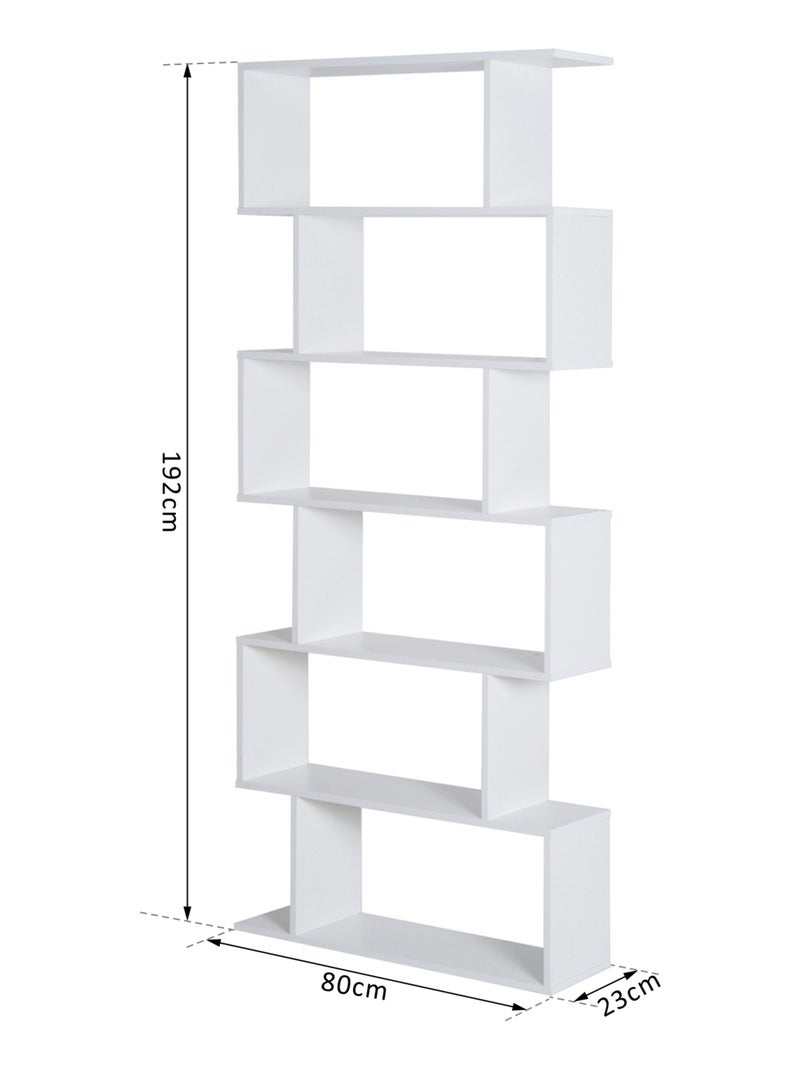 Bibliothèque étagère zig zag design contemporain 80L x 23l x 192H cm 6 niveaux blanc Blanc Blanc - Kiabi