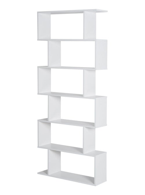 Bibliothèque étagère zig zag design contemporain 80L x 23l x 192H cm 6 niveaux blanc - Kiabi