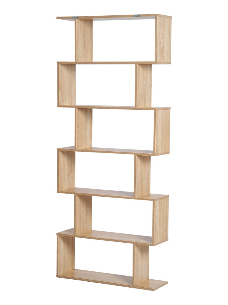 Bibliothèque étagère zig zag design contemporain 80L x 23l x 192H cm 6 niveaux coloris chêne clair Beige - Kiabi