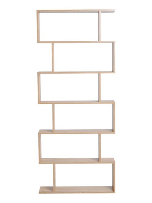 Bibliothèque étagère zig zag design contemporain 80L x 23l x 192H cm 6 niveaux coloris chêne clair - Kiabi