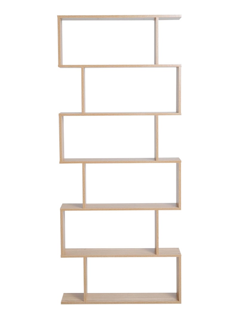 Bibliothèque étagère zig zag design contemporain 80L x 23l x 192H cm 6 niveaux coloris chêne clair Beige - Kiabi
