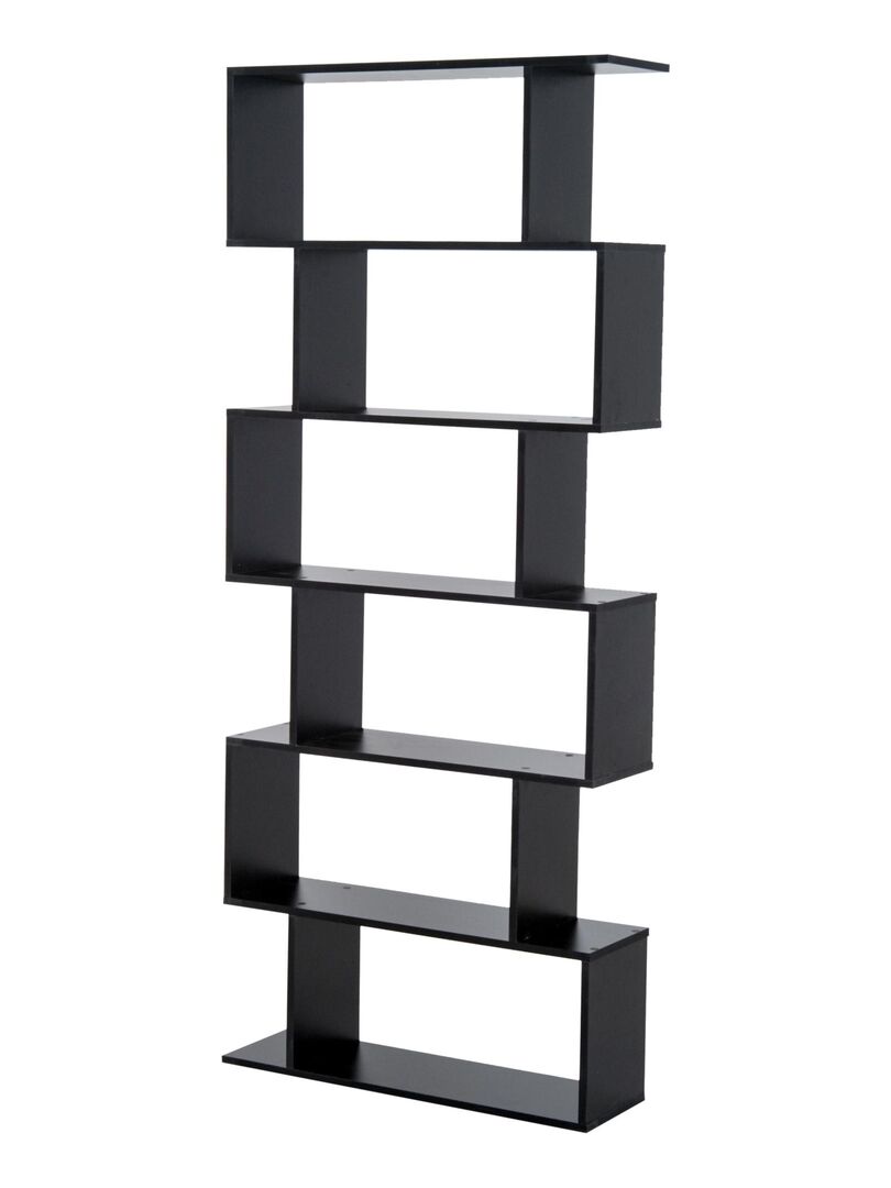 Bibliothèque étagère zig zag design contemporain 80L x 23l x 192H cm 6 niveaux noir Noir - Kiabi