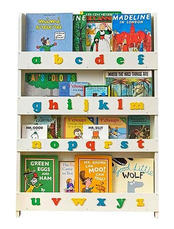 Bibliothèque livres enfants bois blanc et lettres colorées Tidy Books - Kiabi