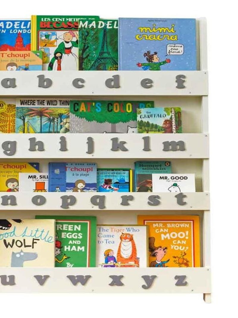 Bibliothèque livres enfants bois blanc et lettres grises Tidy Books Blanc - Kiabi