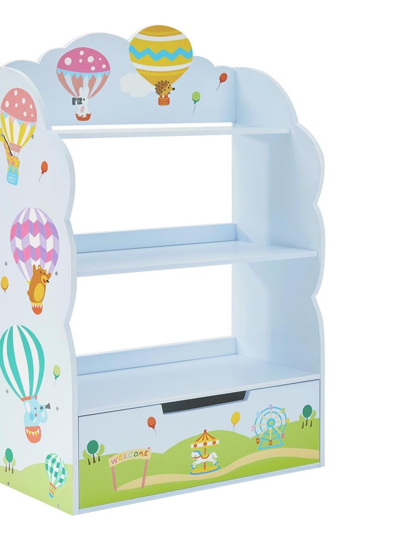 Bibliothèque Montgolfière en bois pour enfants bleu vert pastel TD-13124A Bleu - Kiabi