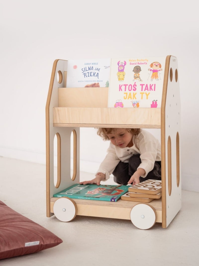 Bibliothèque voiture Montessori Blanc - Kiabi