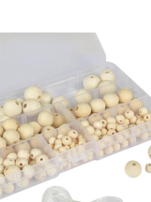 Bijouterie créative 220 perles en bois rondes - Kiabi