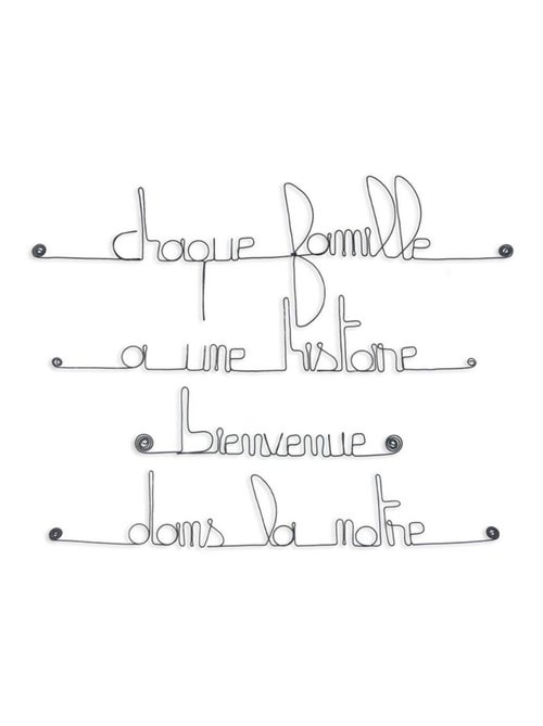 Bijoux de mur - Citation en fil de fer - Chaque famille a une histoire bienvenue dans la nôtre - Kiabi
