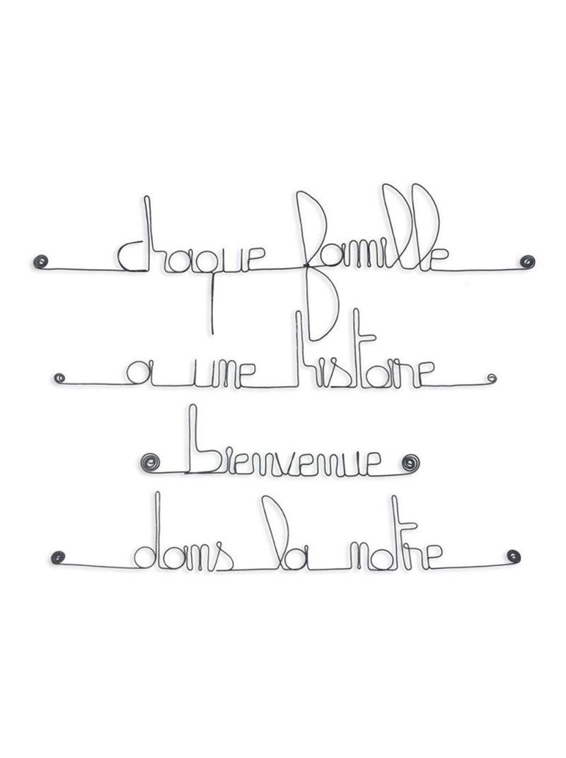Bijoux de mur - Citation en fil de fer - Chaque famille a une histoire bienvenue dans la nôtre Noir Noir - Kiabi