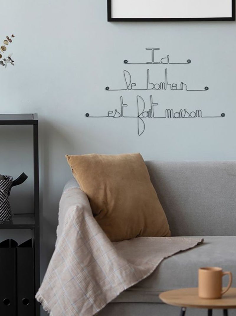 Bijoux de mur - Citation en fil de fer - Ici le bonheur est fait maison Noir Noir - Kiabi