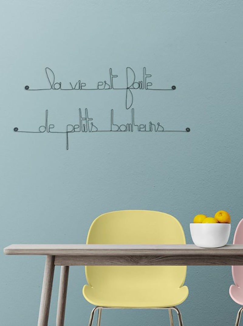 Bijoux de mur - Citation en fil de fer - La vie est faite de petits bonheurs Noir Noir - Kiabi