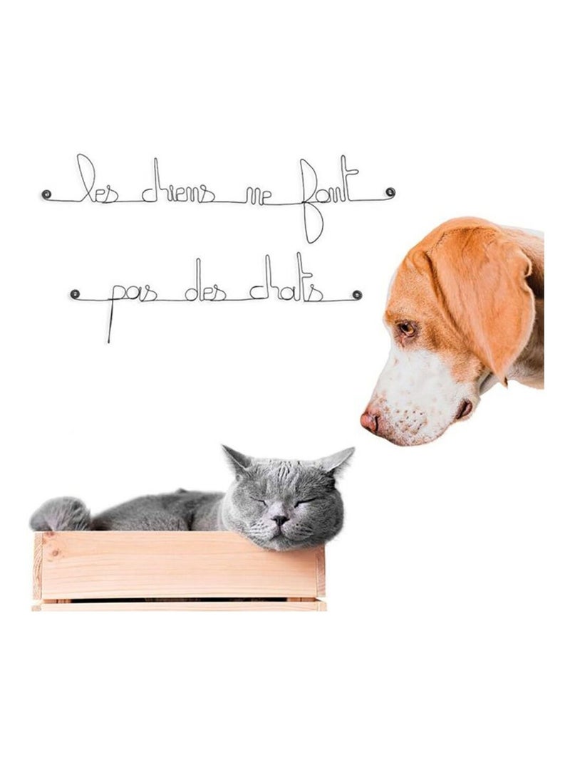 Bijoux de mur - Citation en fil de fer - Les chiens ne font pas des chats Noir Noir - Kiabi