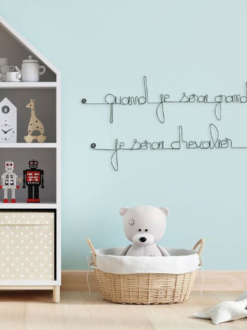 Bijoux de mur - Citation en fil de fer - Quand je serai grand je serai chevalier - Kiabi