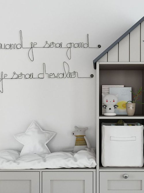 Bijoux de mur - Citation en fil de fer - Quand je serai grand je serai chevalier - Kiabi