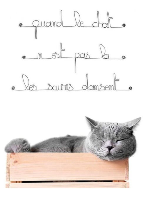 Bijoux de mur - Citation en fil de fer - Quand le chat n'est pas là les souris dansent - Kiabi