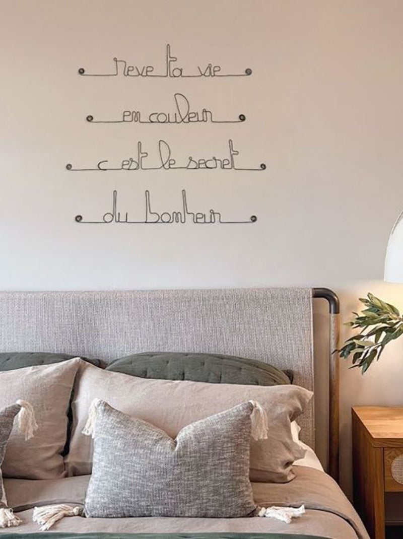 Bijoux de mur - Citation en fil de fer - Rêve ta vie en couleur c'est le secret du bonheur Noir Noir - Kiabi