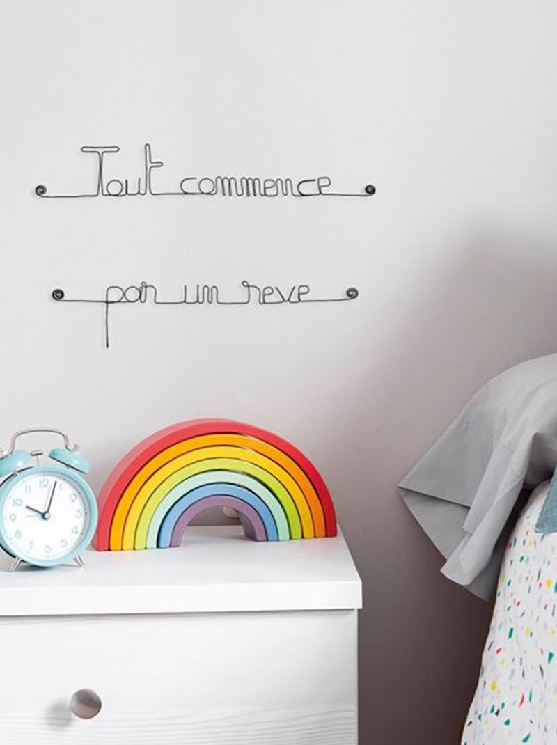Bijoux de mur - Citation en fil de fer - Tout commence par un rêve Noir Noir - Kiabi