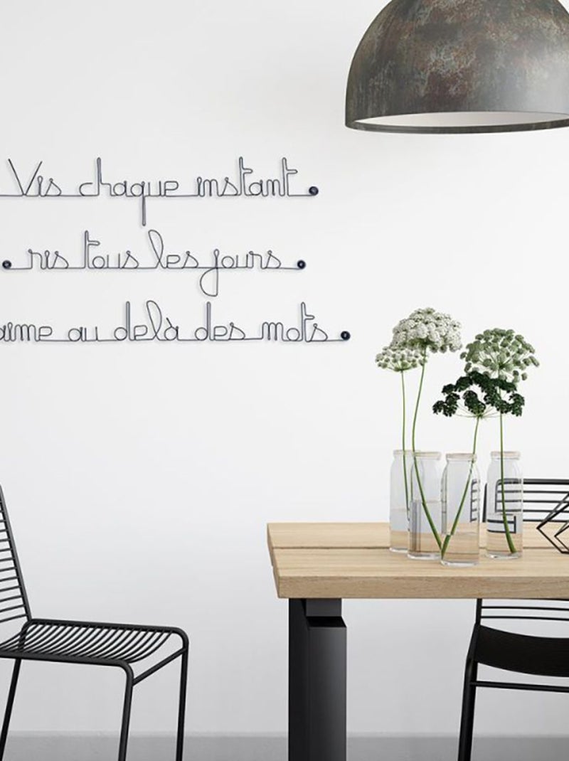 Bijoux de mur - Citation en fil de fer - Vis chaque instant ris tous les jours aime au-delà des mots Noir Noir - Kiabi