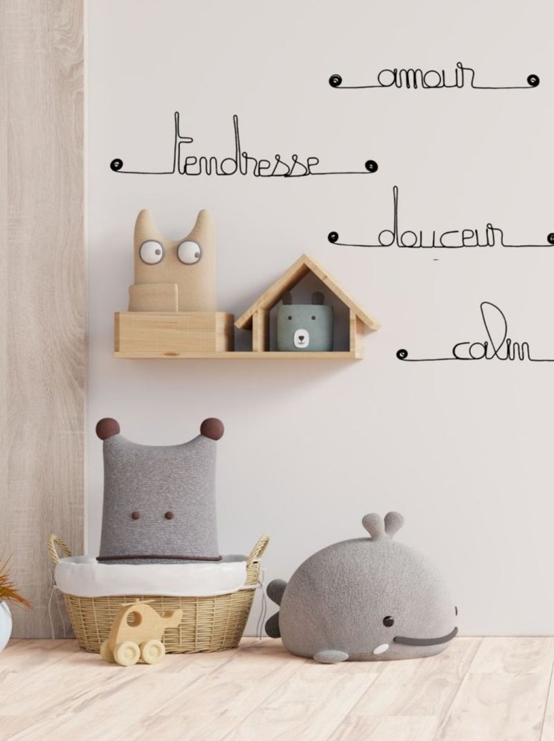 Bijoux de mur - Lot NAISSANCE en fil de fer à accrocher au mur - Câlin Douceur Tendresse Amour Noir Noir - Kiabi