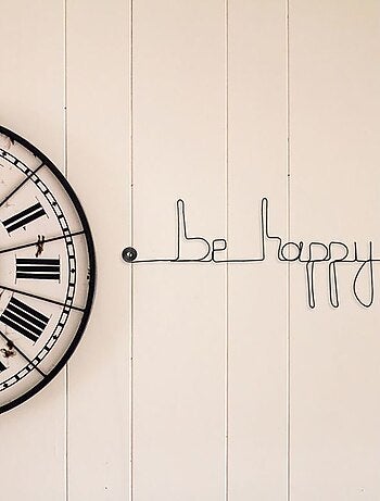 Bijoux de mur - Message fil de fer - Be happy
