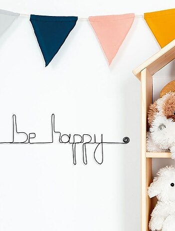 Bijoux de mur - Message fil de fer - Be happy
