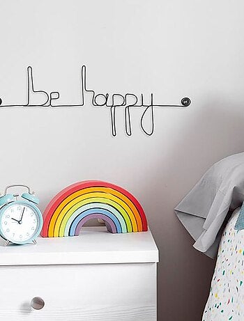 Bijoux de mur - Message fil de fer - Be happy