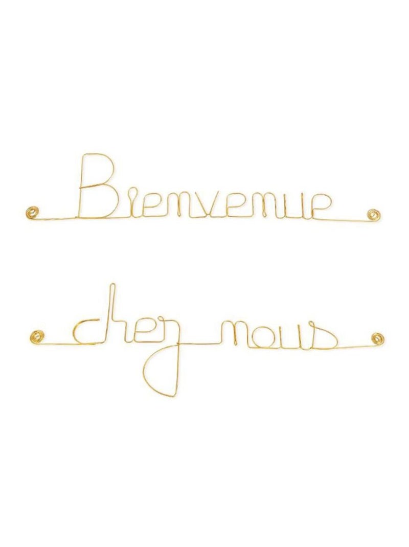 Bijoux de mur - Message fil de fer -  Bienvenue chez nous Doré/or - Kiabi