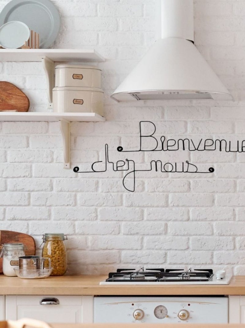 Bijoux de mur - Message fil de fer -  Bienvenue chez nous Noir Noir - Kiabi