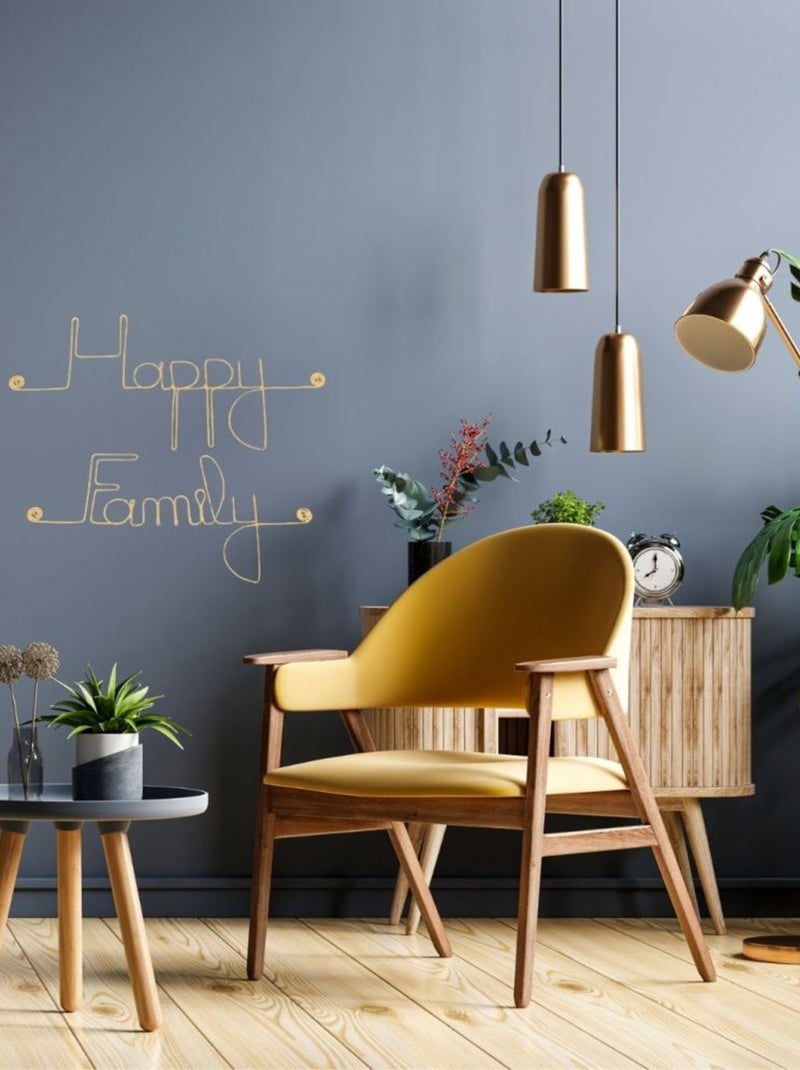 Bijoux de mur - Message fil de fer -  Happy Family Doré/or - Kiabi