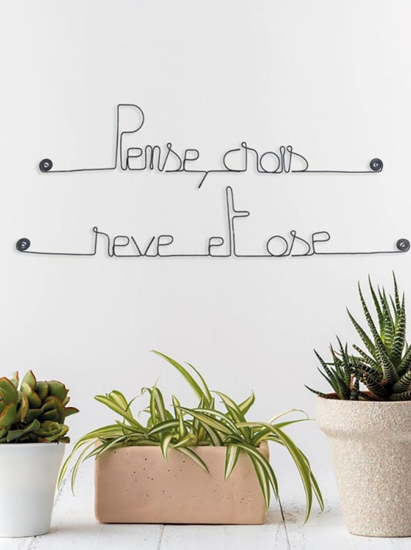 Bijoux de mur - Message fil de fer -  Pense crois rêve et ose Noir Noir - Kiabi