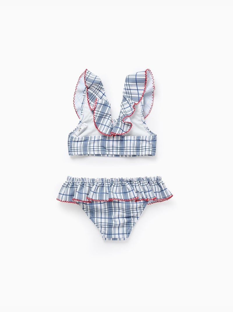 Bikini à Carreaux et Volants Blanc - Kiabi