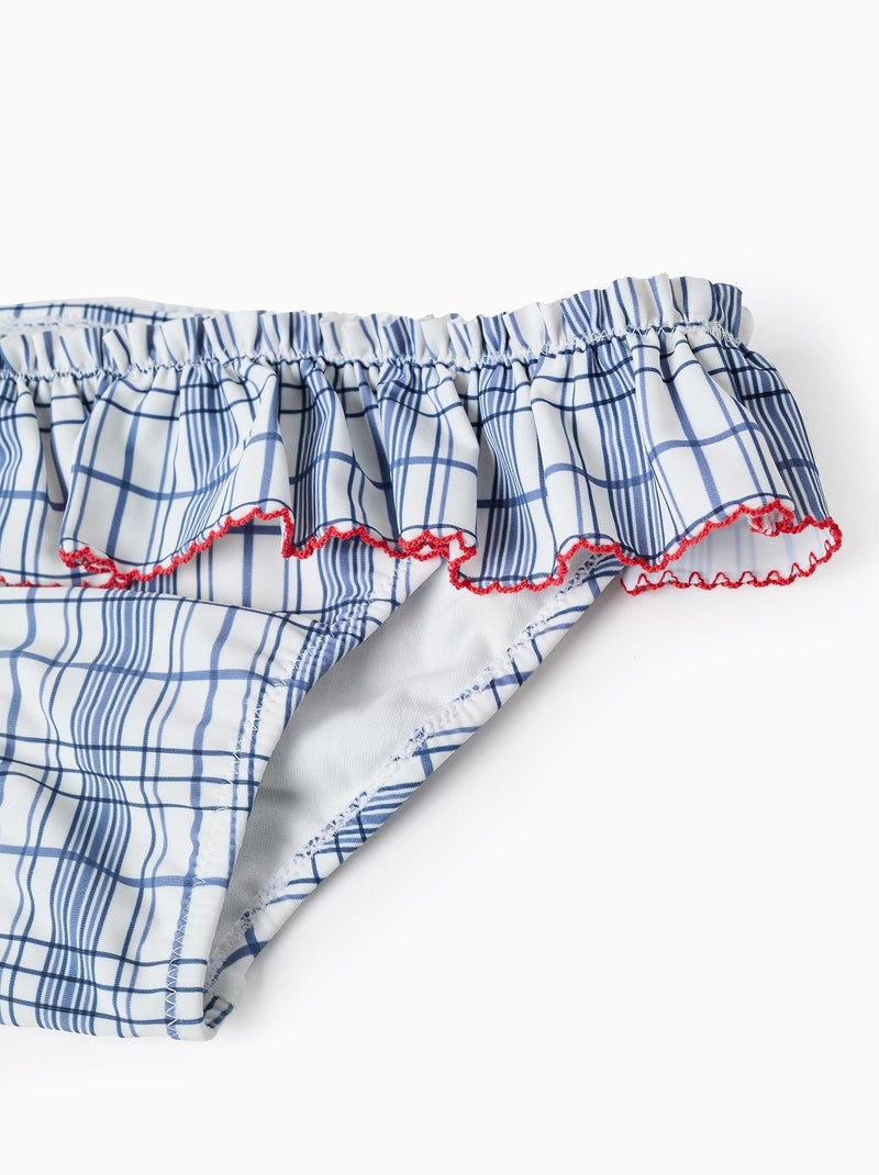 Bikini à Carreaux et Volants Blanc - Kiabi