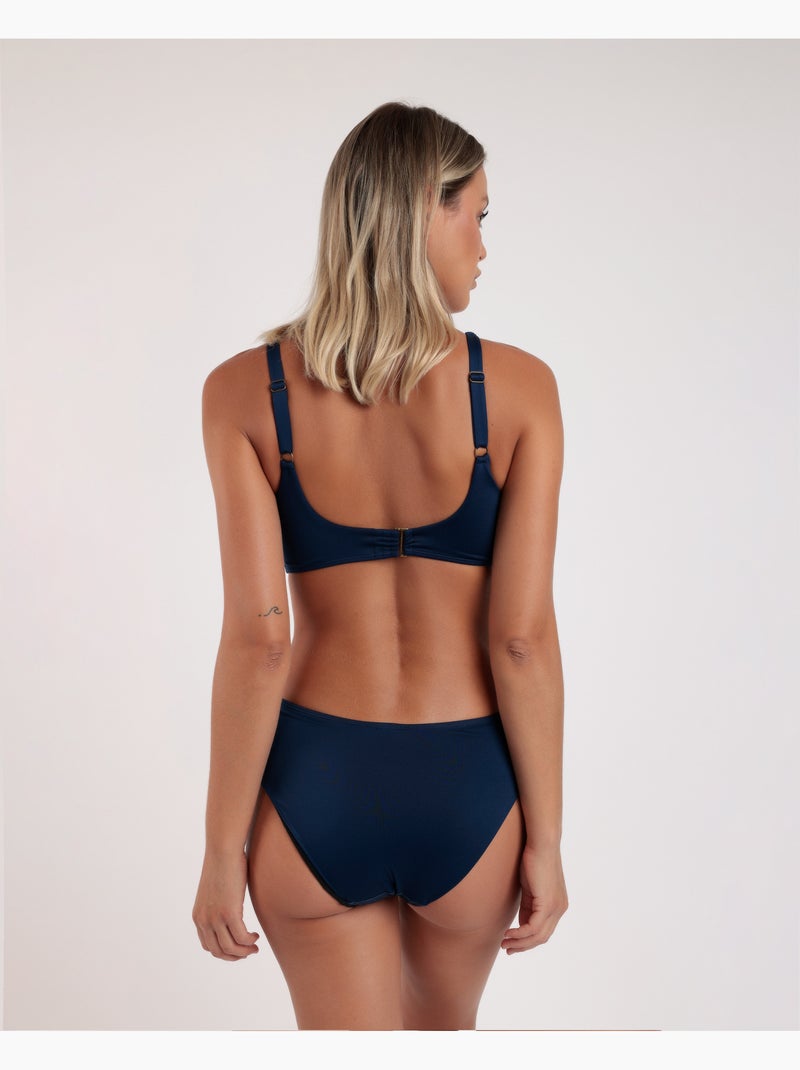 Bikini ADMAS Capacity Feuilles d'or pour femme Bleu marine - Kiabi