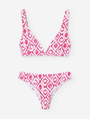 Bikini avec Motif et Décolleté en V
