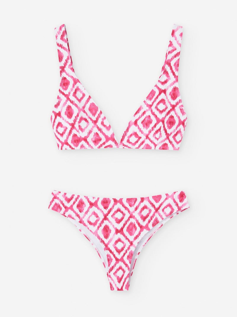 Bikini avec Motif et Décolleté en V Rose - Kiabi