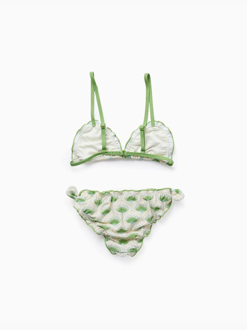 Bikini avec Motif et Volants Vert clair - Kiabi