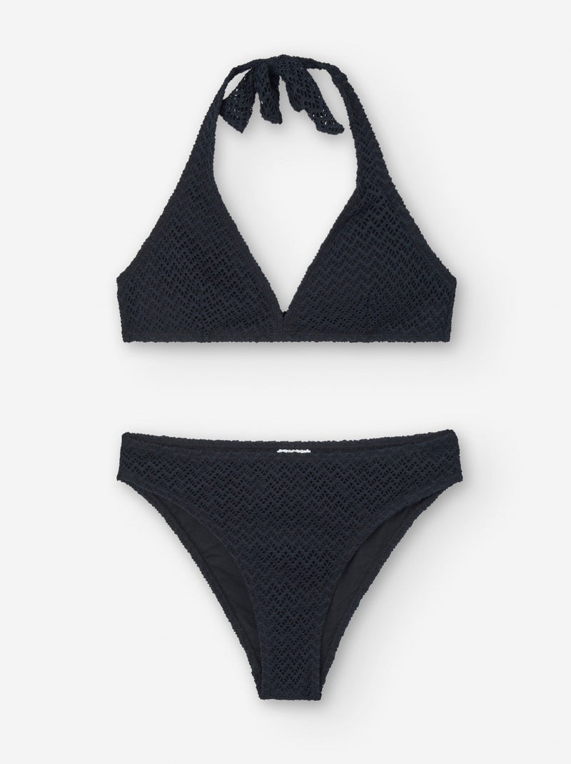 Bikini avec Texture en Zigzag Noir - Kiabi