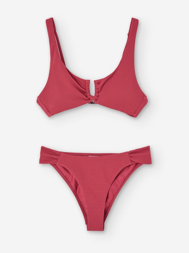 Bikini avec Texture et Détail en U Rouge - Kiabi