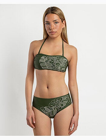 Bikini bandeau à motif feuilles tropicales ADMAS pour femme