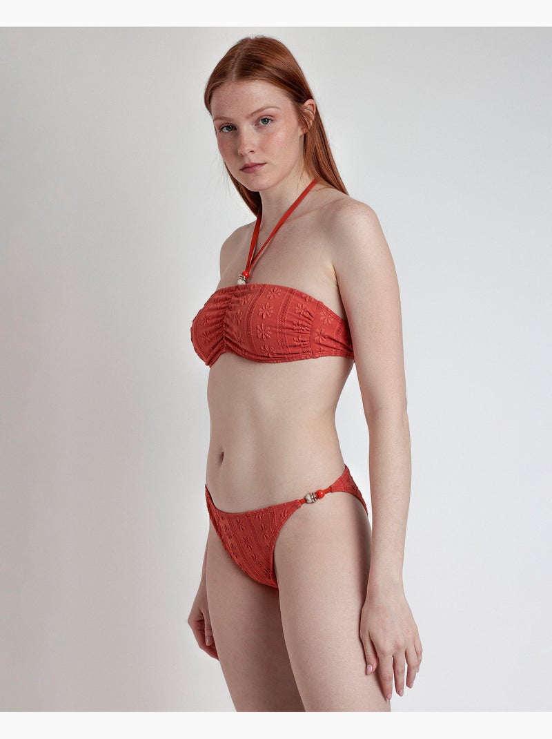 Bikini bandeau ADMAS Island pour femme Orange corail - Kiabi