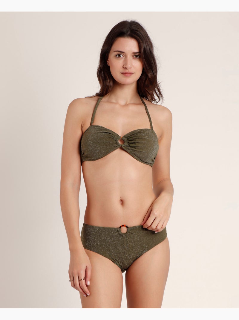 Bikini bandeau ADMAS Shiny Paradise pour femme Vert olive - Kiabi