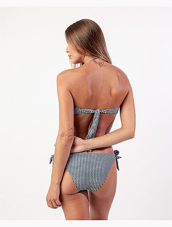 Bikini bandeau bleu marine en vichy pour femme ADMAS