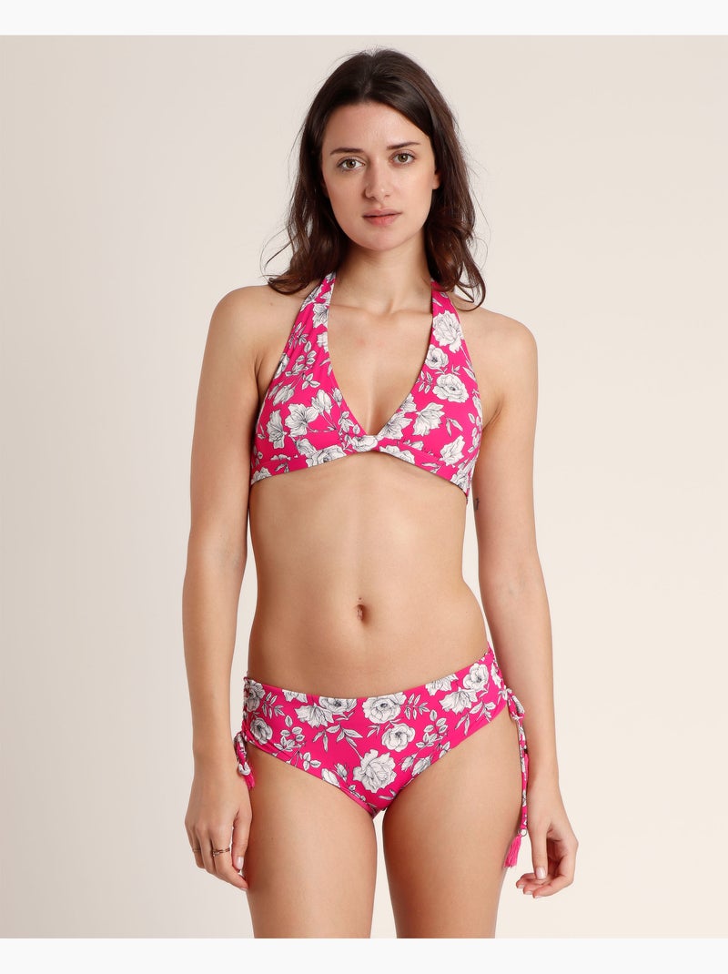 Bikini de plage fleuri dos nu pour femme ADMAS Rose fushia - Kiabi