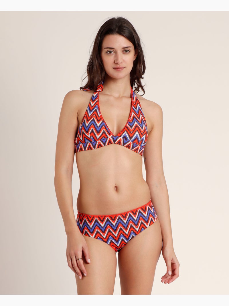 Bikini dos nu à vagues ethniques ADMAS pour femme Orange - Kiabi