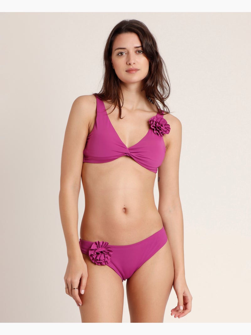 Bikini drapé dos nu style plage pour femme admas Magenta - Kiabi