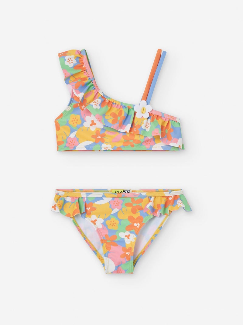 Bikini Floral Asymétrique Bleu clair - Kiabi
