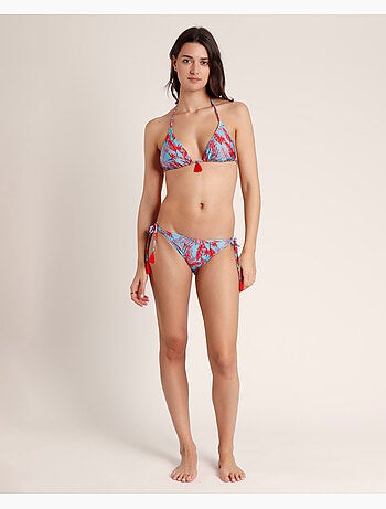Bikini rideau hawaïen bleu et rouge ADMAS pour femme