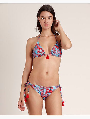 Bikini rideau hawaïen bleu et rouge ADMAS pour femme