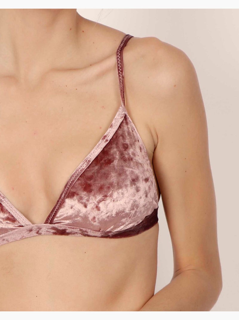 Bikini triangle à bonnets en velours ADMAS pour femme Rose - Kiabi